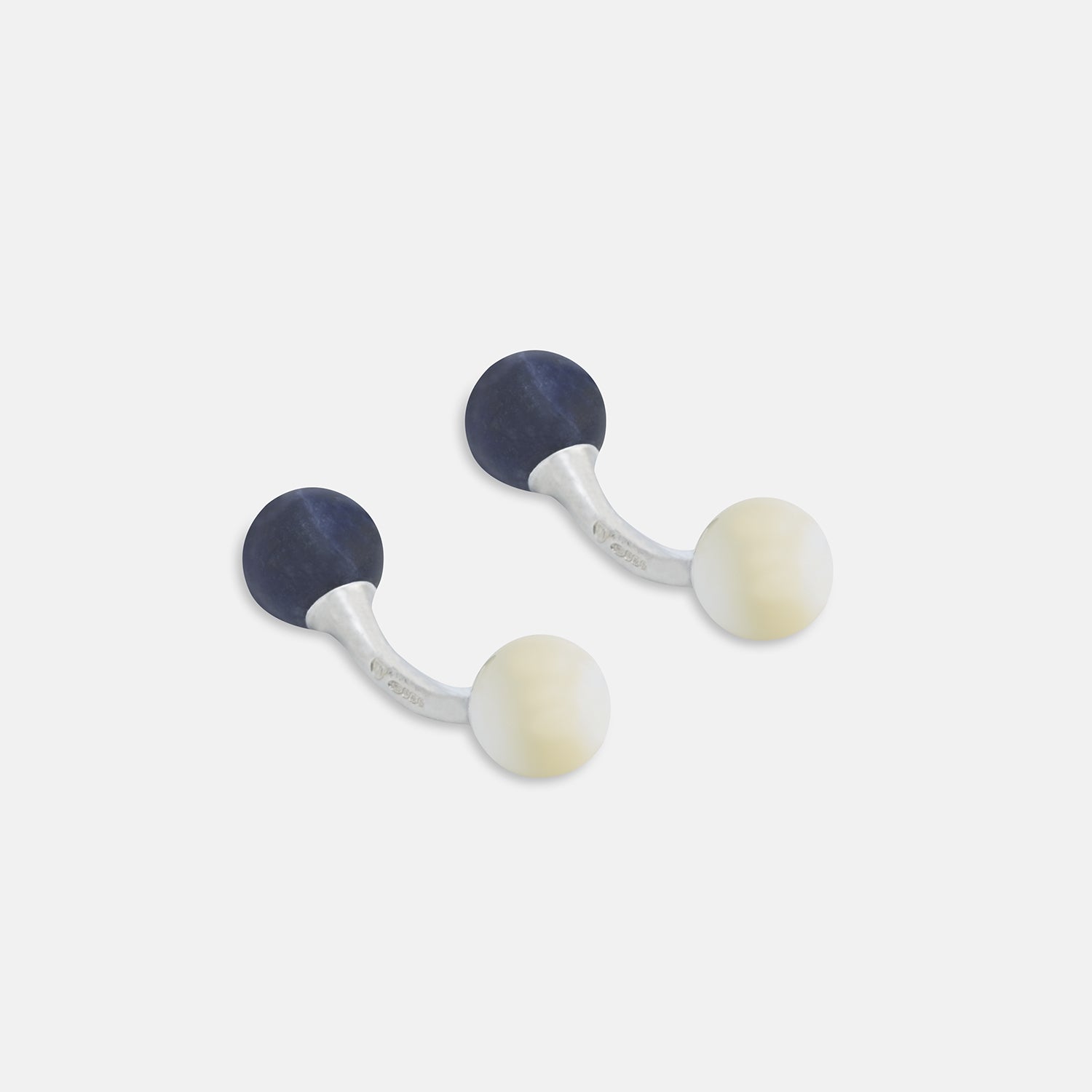 Reversible And White Bulb Sterling Silver Cufflinks