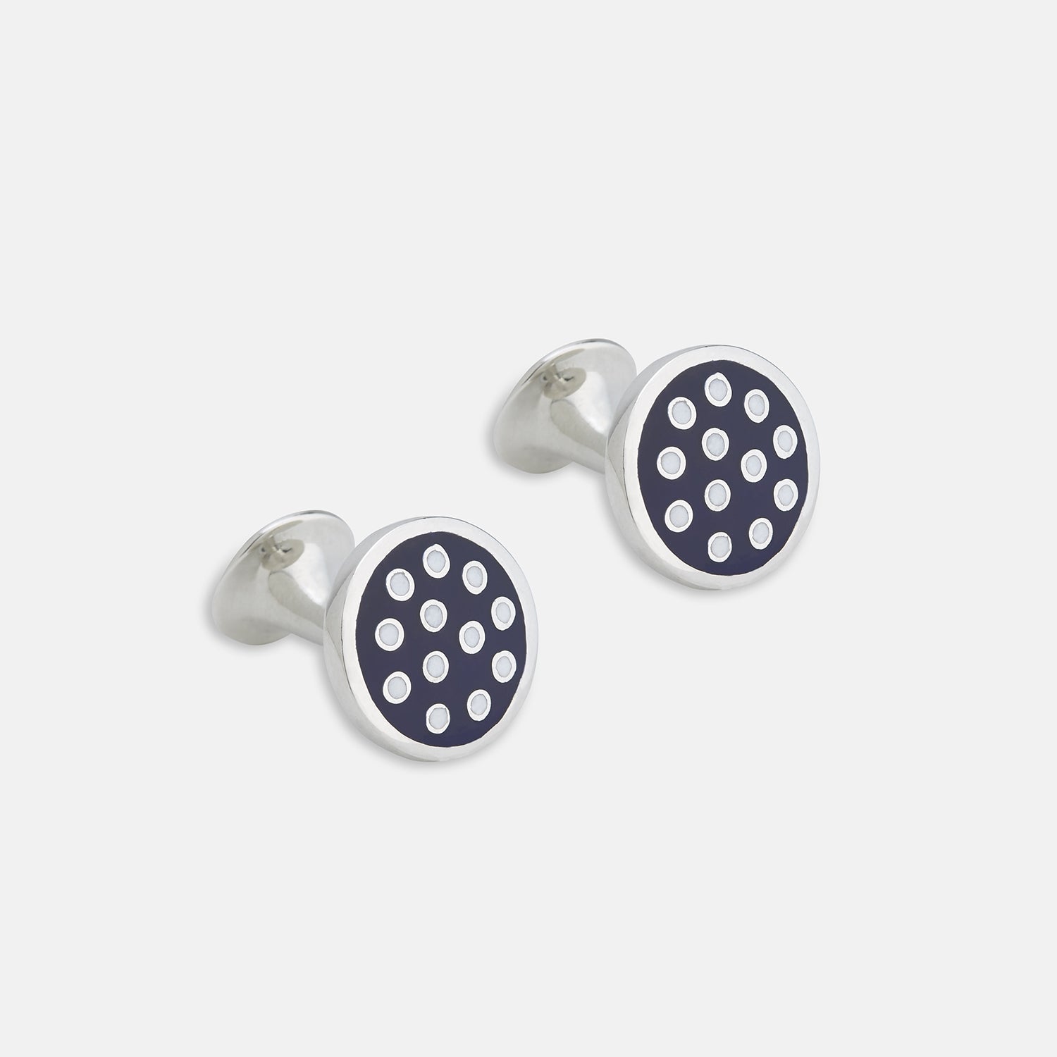 Spotted And White Sterling Silver Enamelled Cufflinks