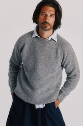 Blue Mogganer North Sea Chunky Seamless Supersoft Shetland Sweater - Med Grey