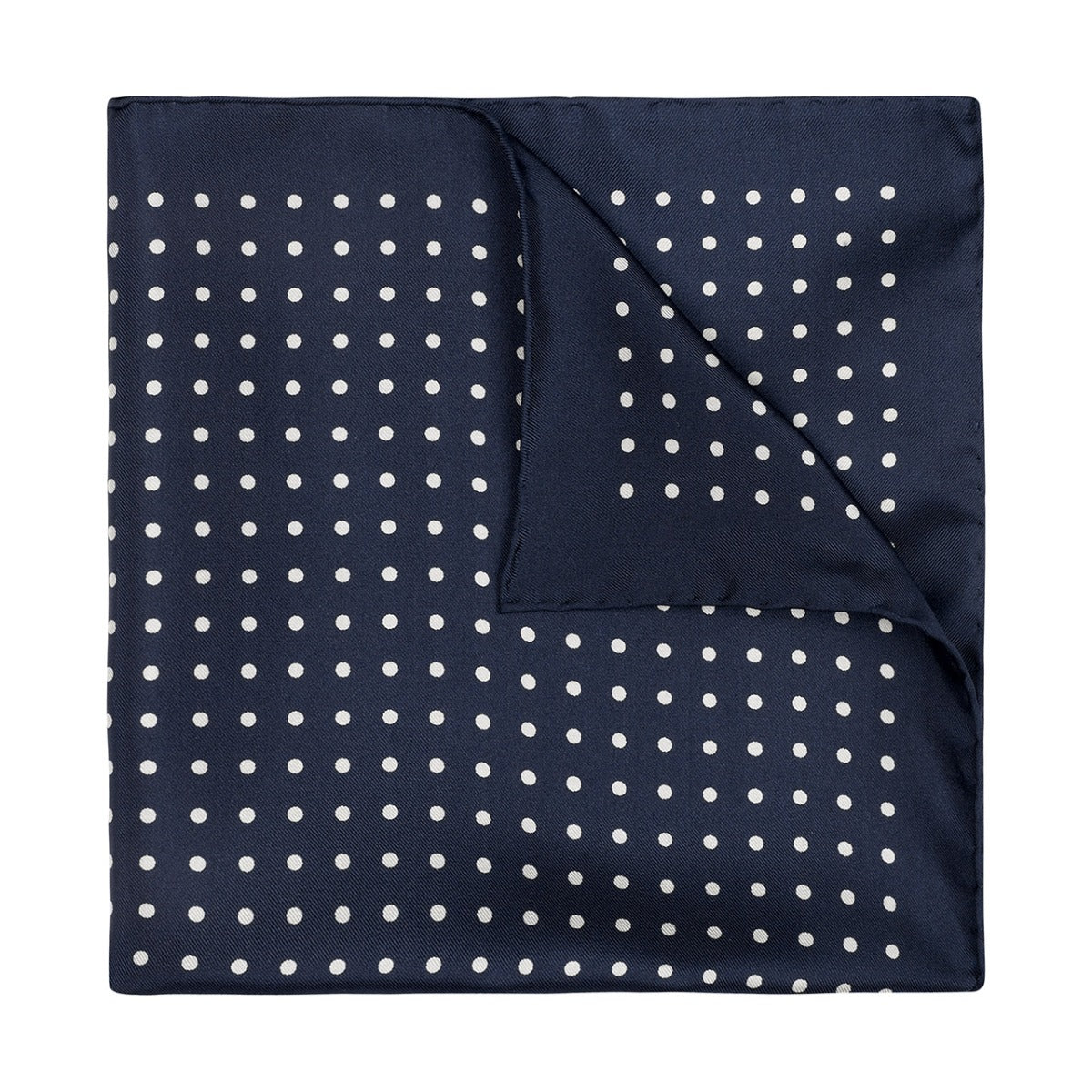 Medium Spot Silk Pocket Square In And White