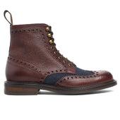 Melrose R Derby Brogue Boot in Burgundy Grain Leather/Ocean Tweed