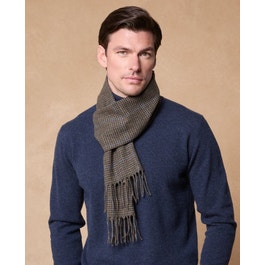 Blue Houndstooth Lambswool Scarf