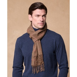 Camel Houndstooth Lambswool Scarf
