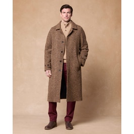 Corrib Donegal Tweed Overcoat in Brown Herringbone | Men's Tweed Overcoats |