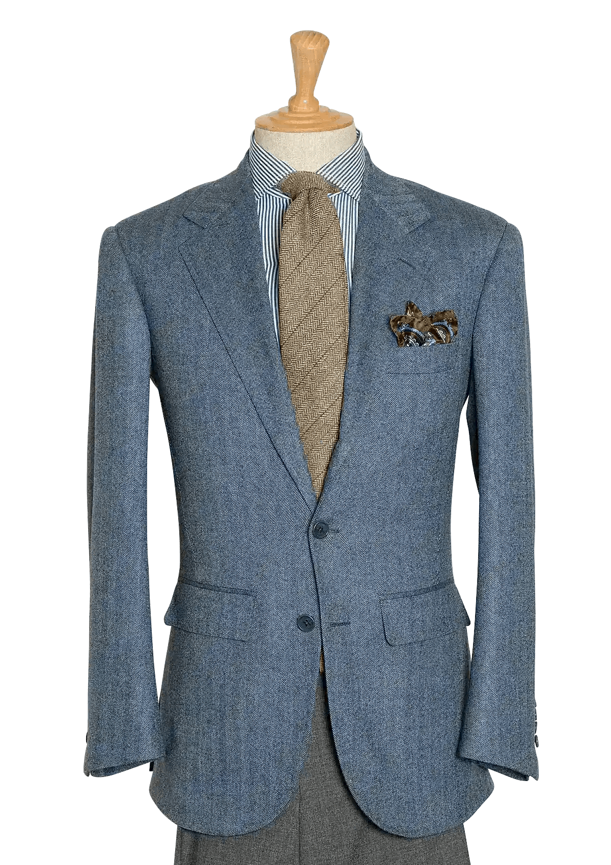 Men S Azure Lambswool Herringbone Single Breasted Jacket