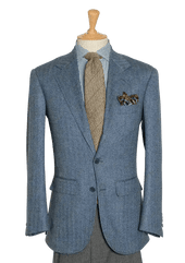 Men's Azure Lambswool Herringbone Single-breasted Jacket