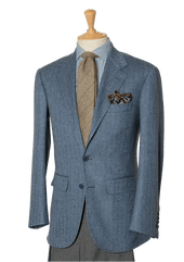 Men S Azure Lambswool Herringbone Single Breasted Jacket