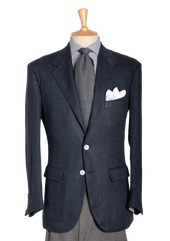Men's Blue Herringbone Linen Jacket