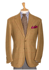 Caramel Tweed Jacket with Fuchsia Pane