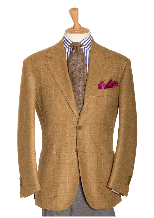 Caramel Tweed Jacket with Fuchsia Pane