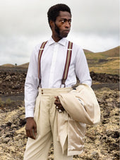 Men S And Beige Striped Button Suspenders