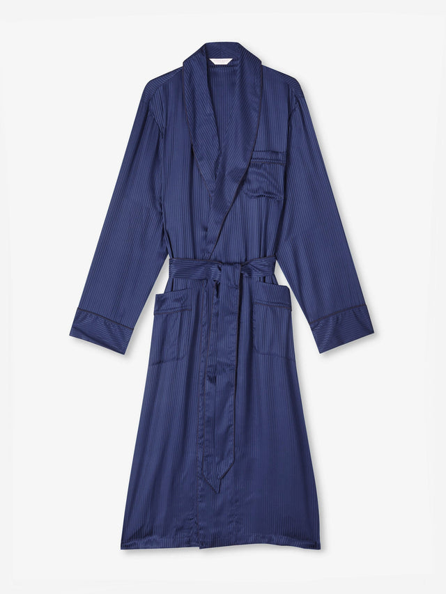 Men's Robe Woburn 8 Silk Satin Navy