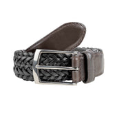 Men S Woven Leather Belt With Satin Nickel Buckle