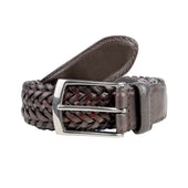 Men S Woven Leather Belt With Satin Nickel Buckle