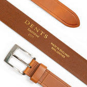 Men S Heritage Full Grain Leather Belt With Satin Nickel Buckle And Embossed Edge