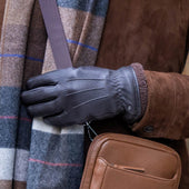 Men S Touchscreen Water Resistant Three Point Fleece Lined Imitation Deerskin Leather Gloves