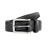Men S Lined Full Grain Leather Belt With Satin Nickel Buckle And Pebble Finish