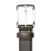 Men S Lined Full Grain Leather Belt With Satin Nickel Buckle And Pebble Finish