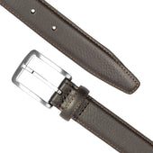 Men S Lined Full Grain Leather Belt With Satin Nickel Buckle And Pebble Finish