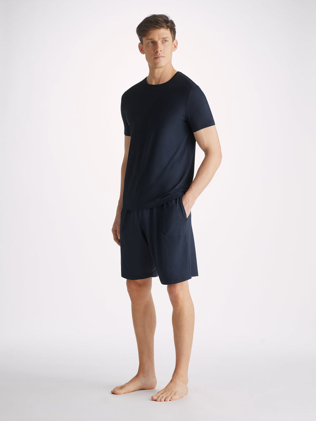 Men's Basel T-Shirt And Lounge Shorts Navy Set