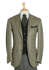 Men's Sage Lambswool Herringbone Single-breasted Jacket