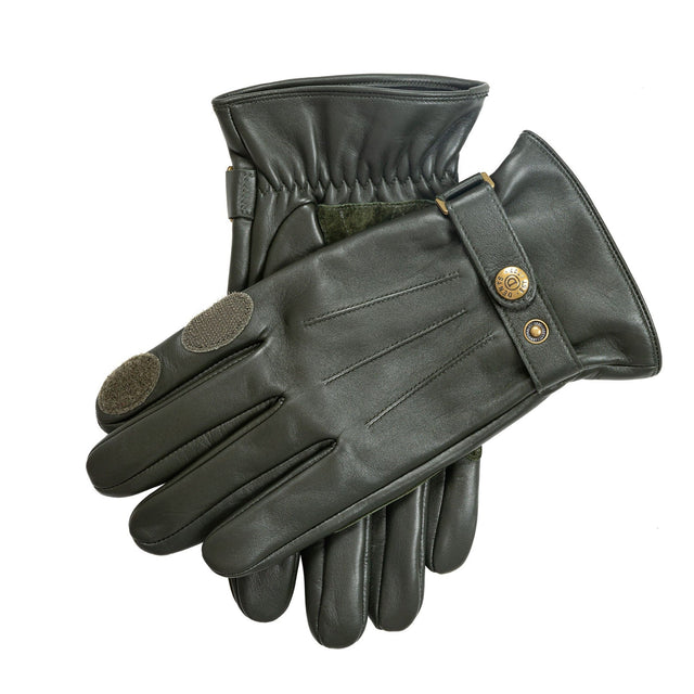 Men’s Water-Resistant Three-Point Fleece-Lined Leather Shooting Gloves with Suede Palm