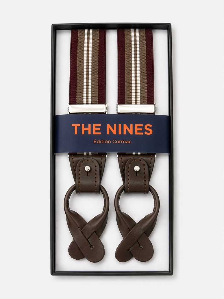 Men S And Beige Striped Button Suspenders