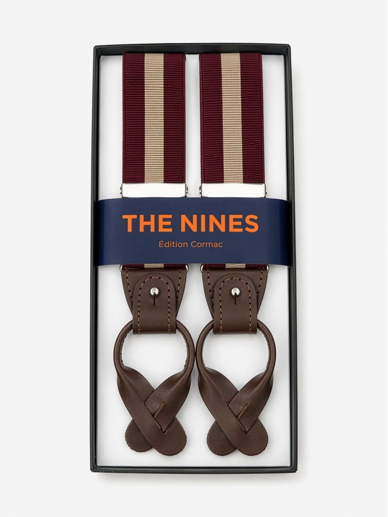 Men S Striped And Beige Button Suspenders