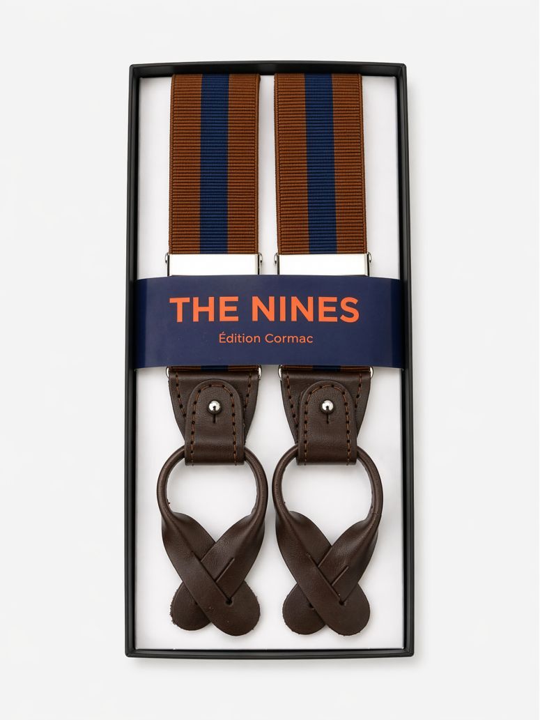 Men S Striped And Navy Blue Button Suspenders