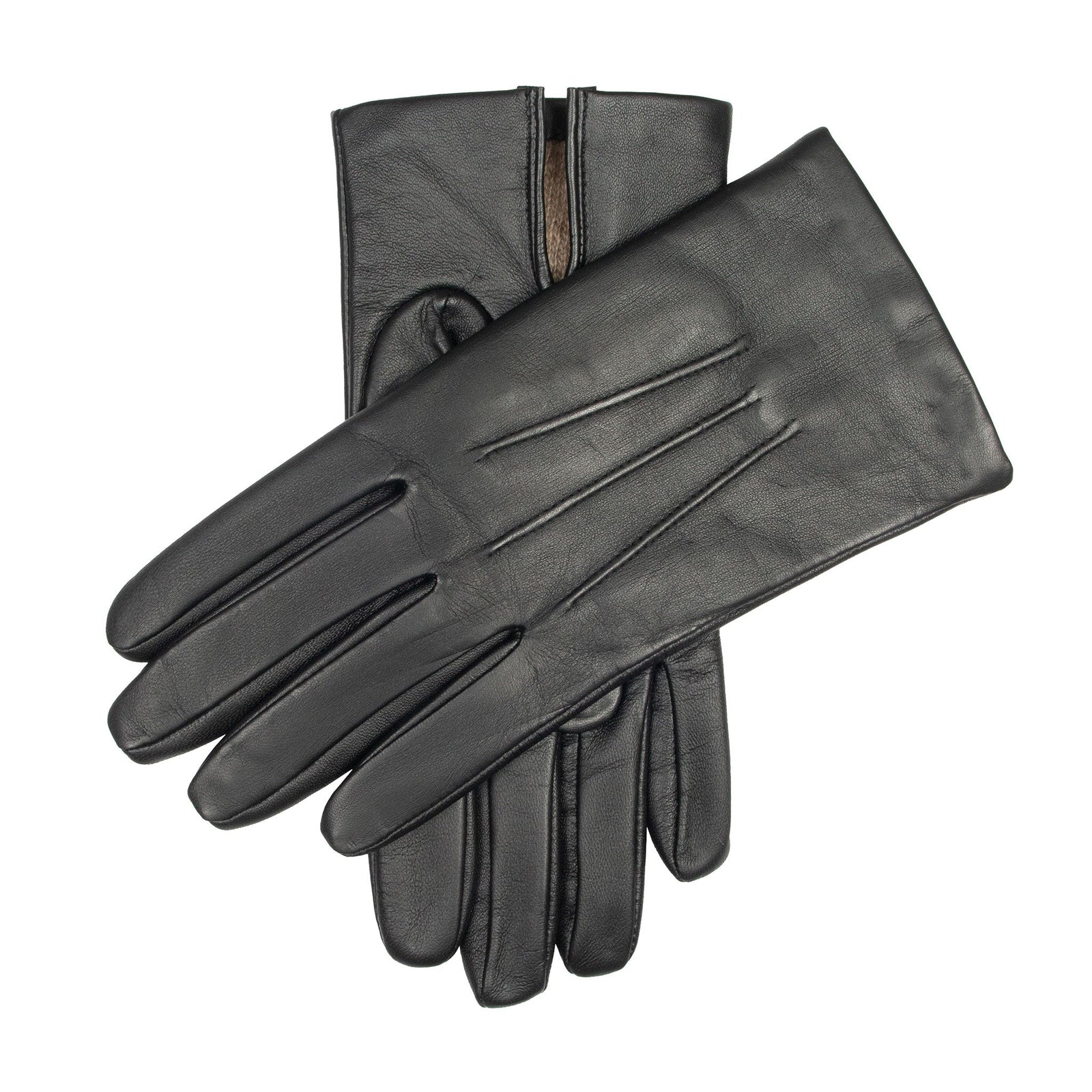 Men S Touchscreen Three Point Cashmere Lined Leather Gloves