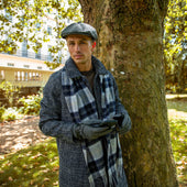 Men S Touchscreen Lined Flannel And Leather Gloves
