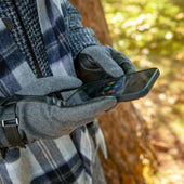 Men S Touchscreen Lined Flannel And Leather Gloves