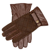Men S Touchscreen Water Resistant Fleece Lined Leather Gloves With Waxed Cotton Quilting