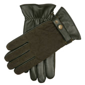 Men's Touchscreen Water-Resistant Fleece-Lined Leather Gloves with Waxed Cotton Quilting