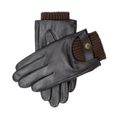 Men S Touchscreen Lined Leather Gloves With Knitted Cuffs