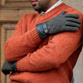 Men S Touchscreen Water Resistant Fleece Lined Leather Gloves With Waxed Cotton Quilting