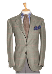 Sage Tweed Single-breasted Jacket with pink Check