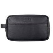 Men's Two-Zip Pebble Grain Leather Wash Bag