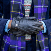 Men S Handsewn Three Point Wool And Cashmere Blend Lined Leather Gloves