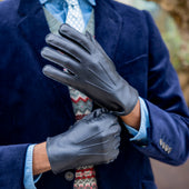 Men S Three Point Wool Lined Leather Officer S Gloves