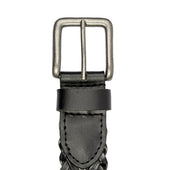 Men's Woven Leather Belt with Brushed Nickel Buckle