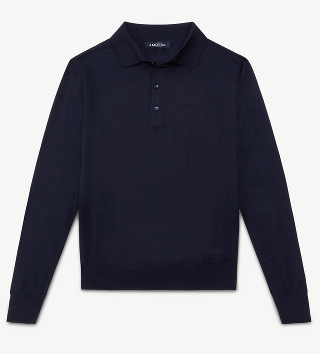 Navy Merino Knit Polo