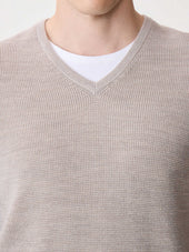 Pull Col V En Laine M Rinos M Lang E Beige