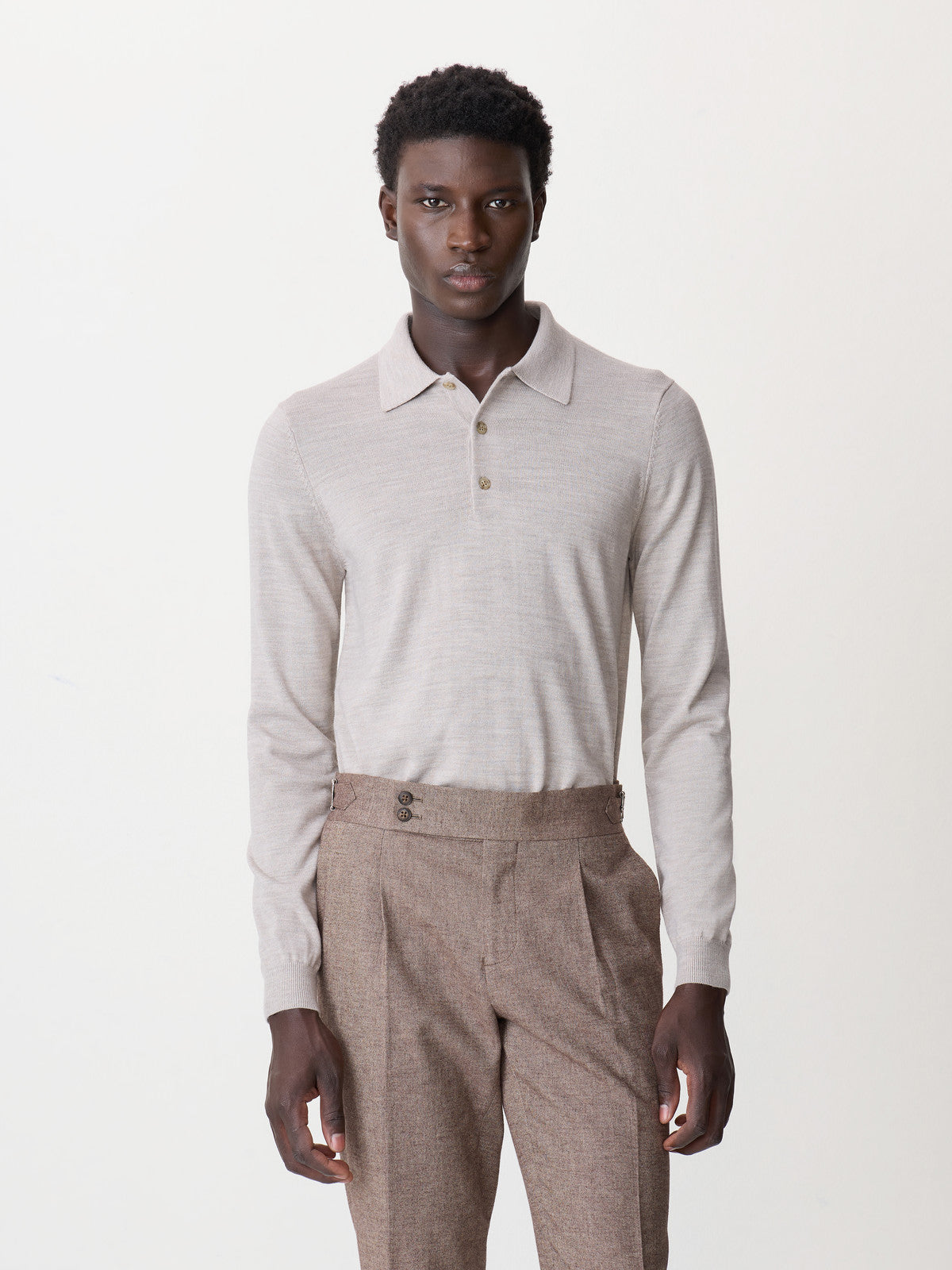 Pull Col Polo En Laine M Rinos M Lang E Beige