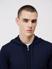 Gilet Capuche Zipp En Laine M Rinos M Lang E Bleu Marine