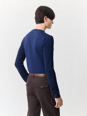Pull Col V En Laine M Rinos M Lang E Bleu Indigo