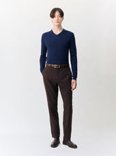 Pull Col V En Laine M Rinos M Lang E Bleu Indigo
