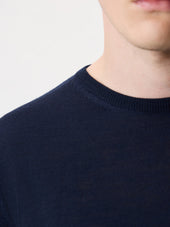 Pull Col Rond En Laine M Rinos M Lang E Bleu Marine
