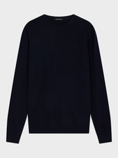 Pull Col Rond En Laine M Rinos M Lang E Bleu Marine