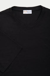 Silk Cotton Short Sleeve Crew Neck T-Shirt Black